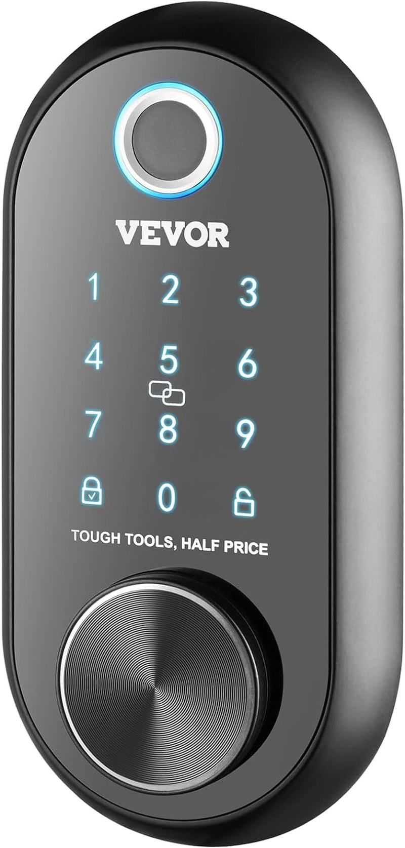 VEVOR Smart Lock, 5-In-1 Smart Door Knob, Fingerprint Deadbolt with App Control, Keyless Entry Door Lock with Independent Handle, Bluetooth Smart Lock, Biometric Door Lock, Keypad Digital Door Lock