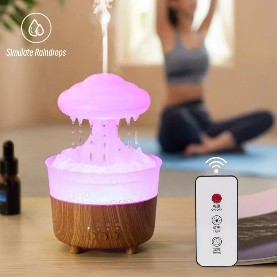 2023 Rain Cloud Night Light Humidifier with Raining Water Drop Sound and 7 Color Led Light Essential Oil Diffuser Aromatherapy