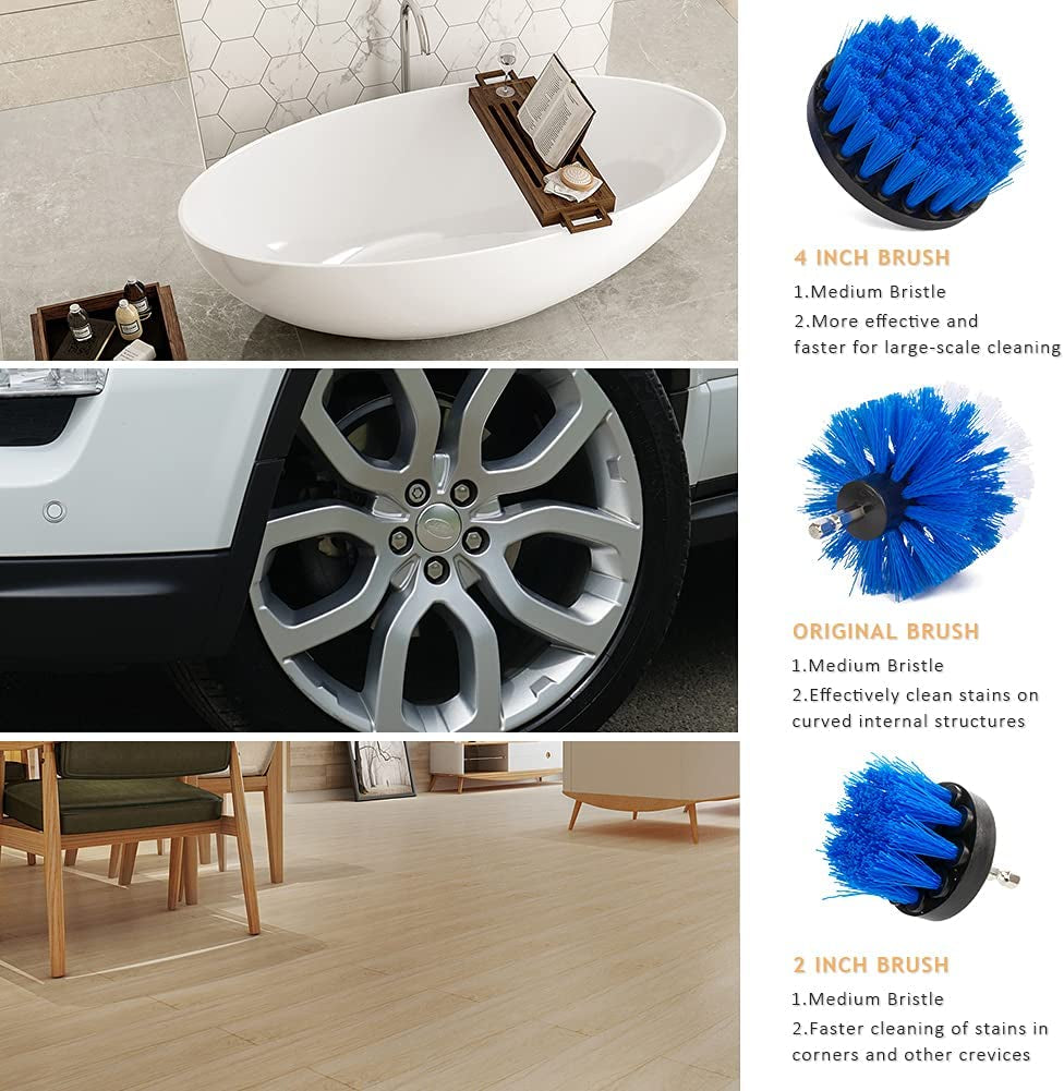 12 PCS Drill Brush Car Polishing Pads Cleaning Kit with Extend Attachment for Cleaning Car Interior, Boat, Bathroom,Wheels, Hubs Care(Electric Drill Is NOT Included)