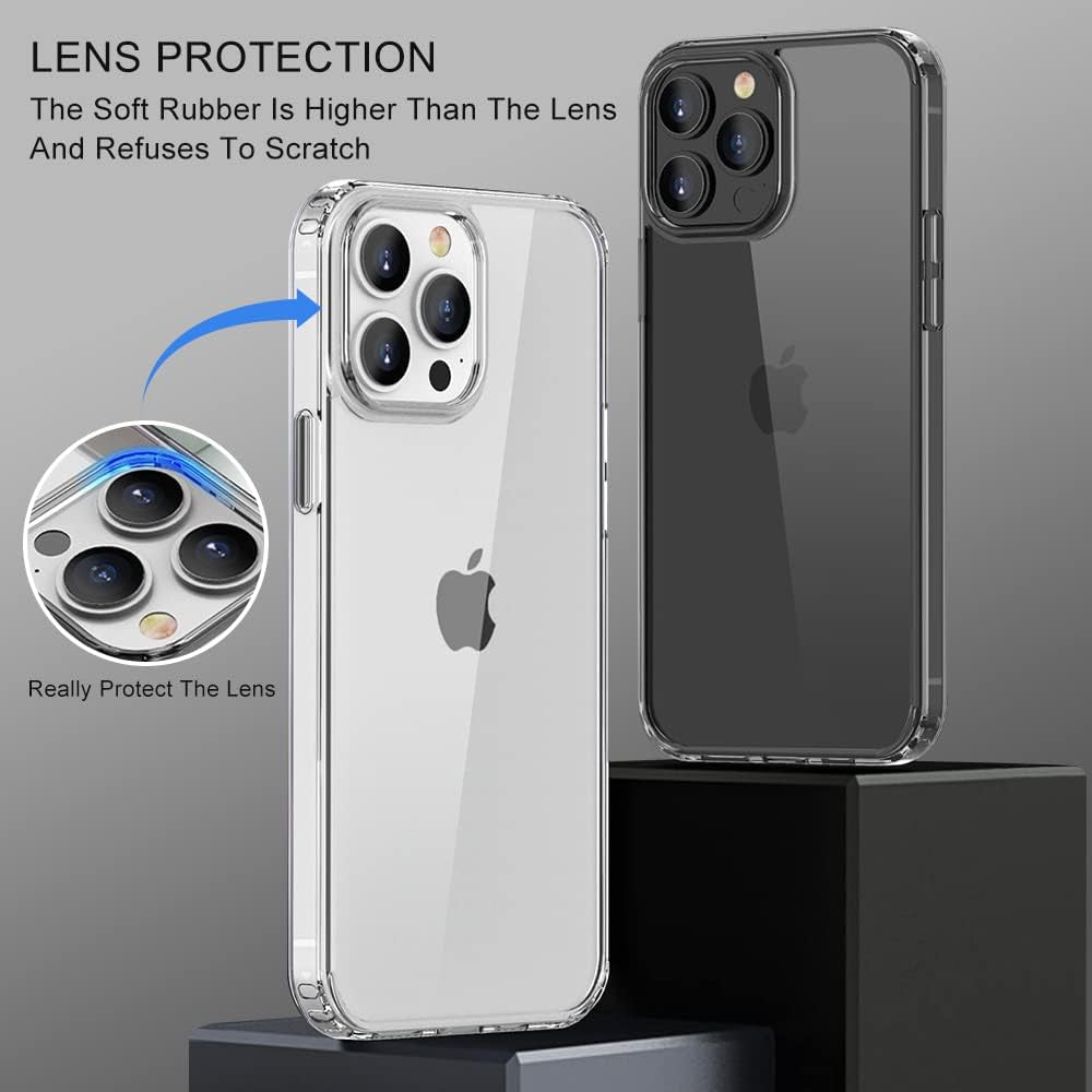Shockproof Compatible with Iphone 13 Pro Case - Drop Protection Transparent Slim Fit Designed for Iphone 13 Pro Phone Case Anti-Scratch Clear Phone Cases 6.1 Inch (Clear)