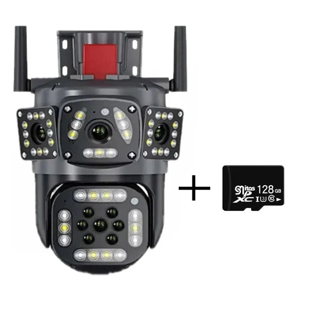 8MP PTZ Wifi 4K Dual Lens Screen Camera Outdoor Three Screens Protection Motion Detection Outdoor IP CCTV Survalance Cameras