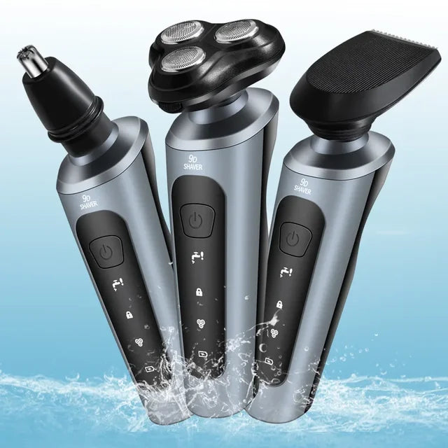 Waterproof 4 In 1 Rechargeable Electric Rotary Shaver And Trimmer Razor For Wet & Dry Shaving