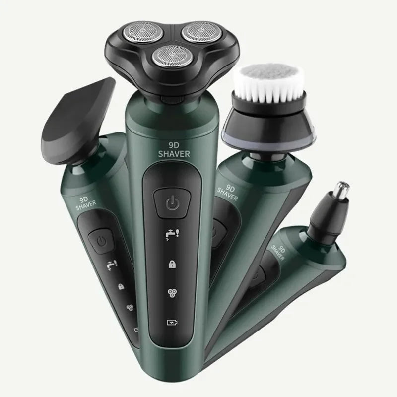 Waterproof 4 In 1 Rechargeable Electric Rotary Shaver And Trimmer Razor For Wet & Dry Shaving