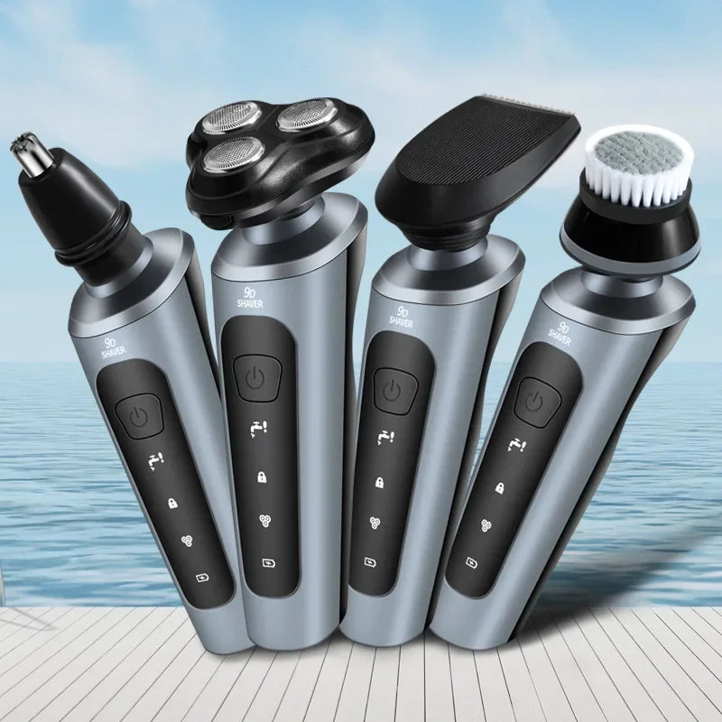 Waterproof 4 In 1 Rechargeable Electric Rotary Shaver And Trimmer Razor For Wet & Dry Shaving
