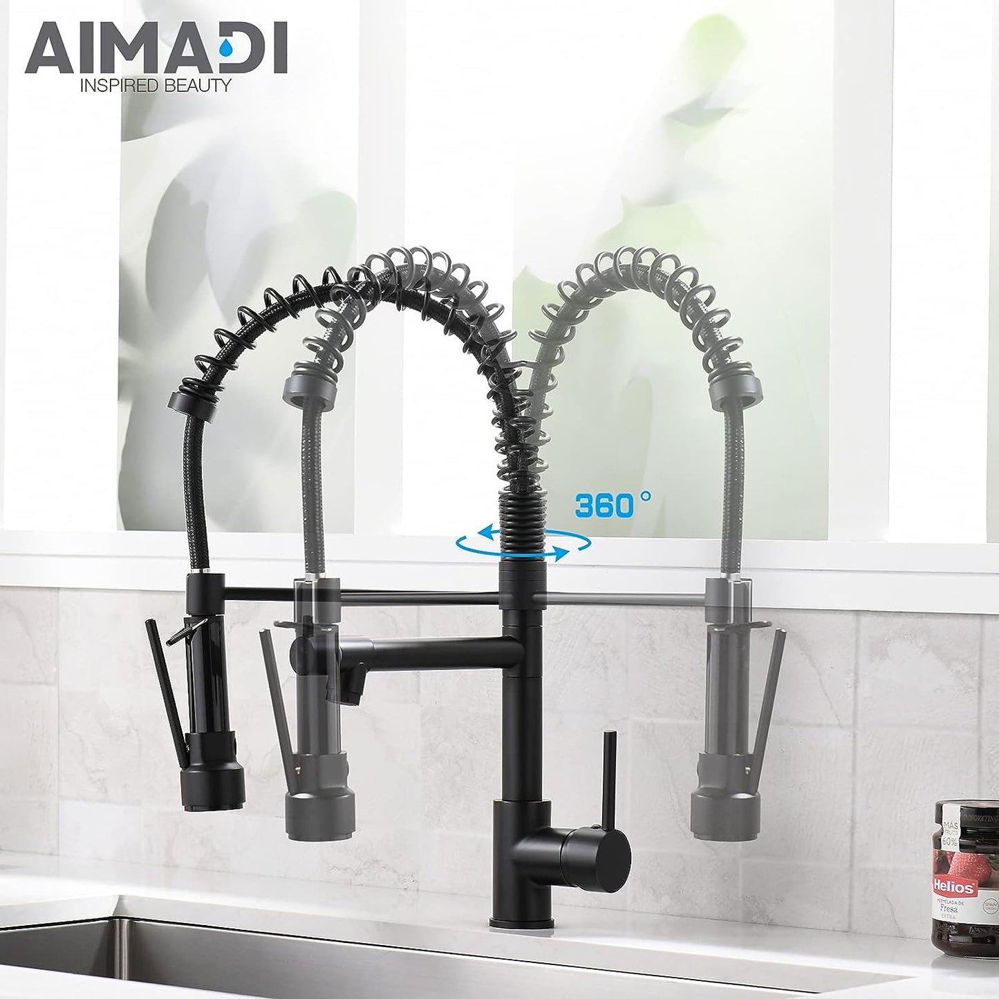 Kitchen Faucet,Kitchen Faucets with Pull down Sprayer Commercial Style Single Handle Matte Black Kitchen Faucet with Sprayer