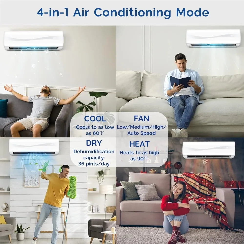 Ductless AC Split-System, 20 SEER2 Air Conditioner W/Pre-Charged Condenser