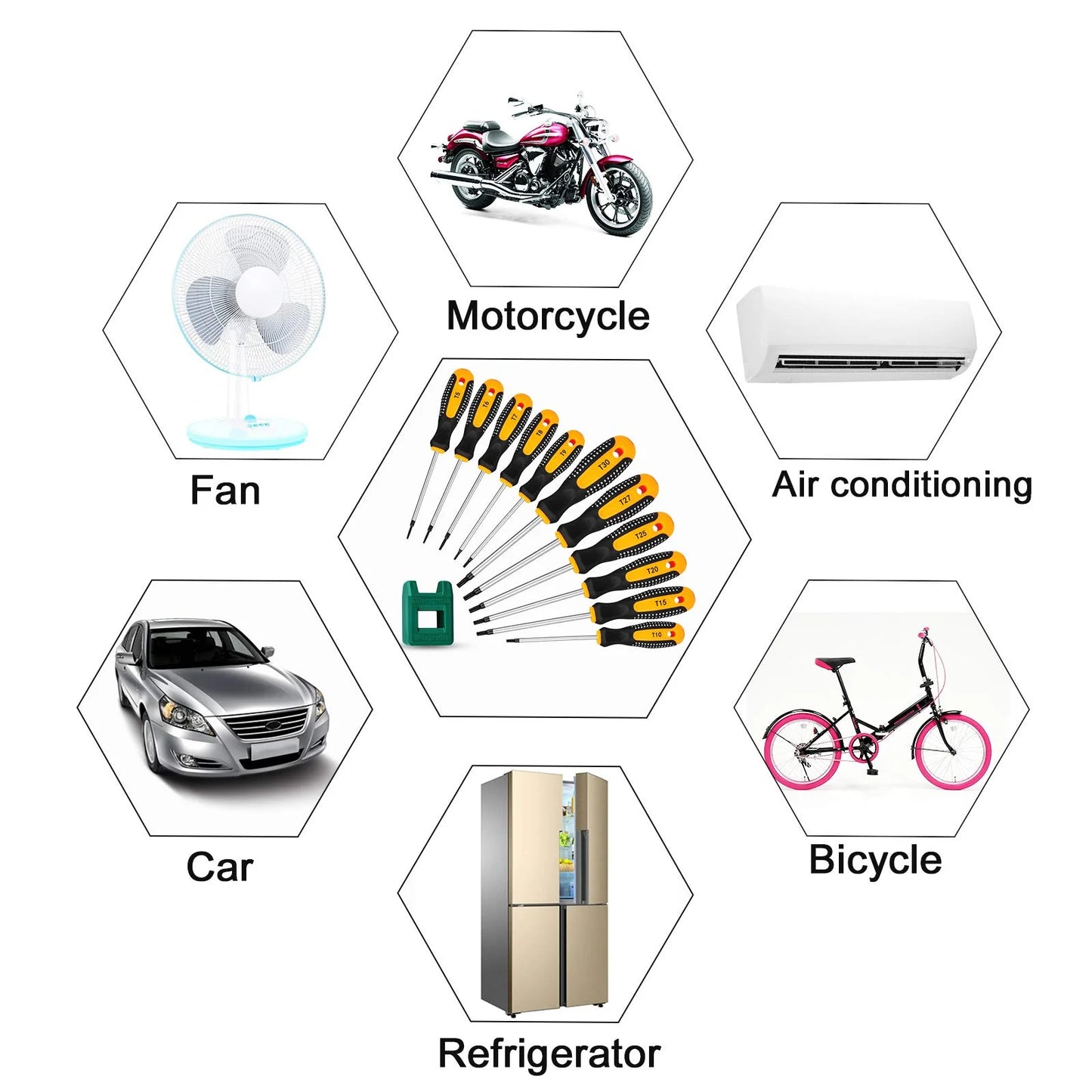 Magnetic Torx Screwdrivers Set, 12PCS Torx Driver Star Screwdrivers Set,T5 T7 T8 T9 T10 T15 T20 T25 T27 T30