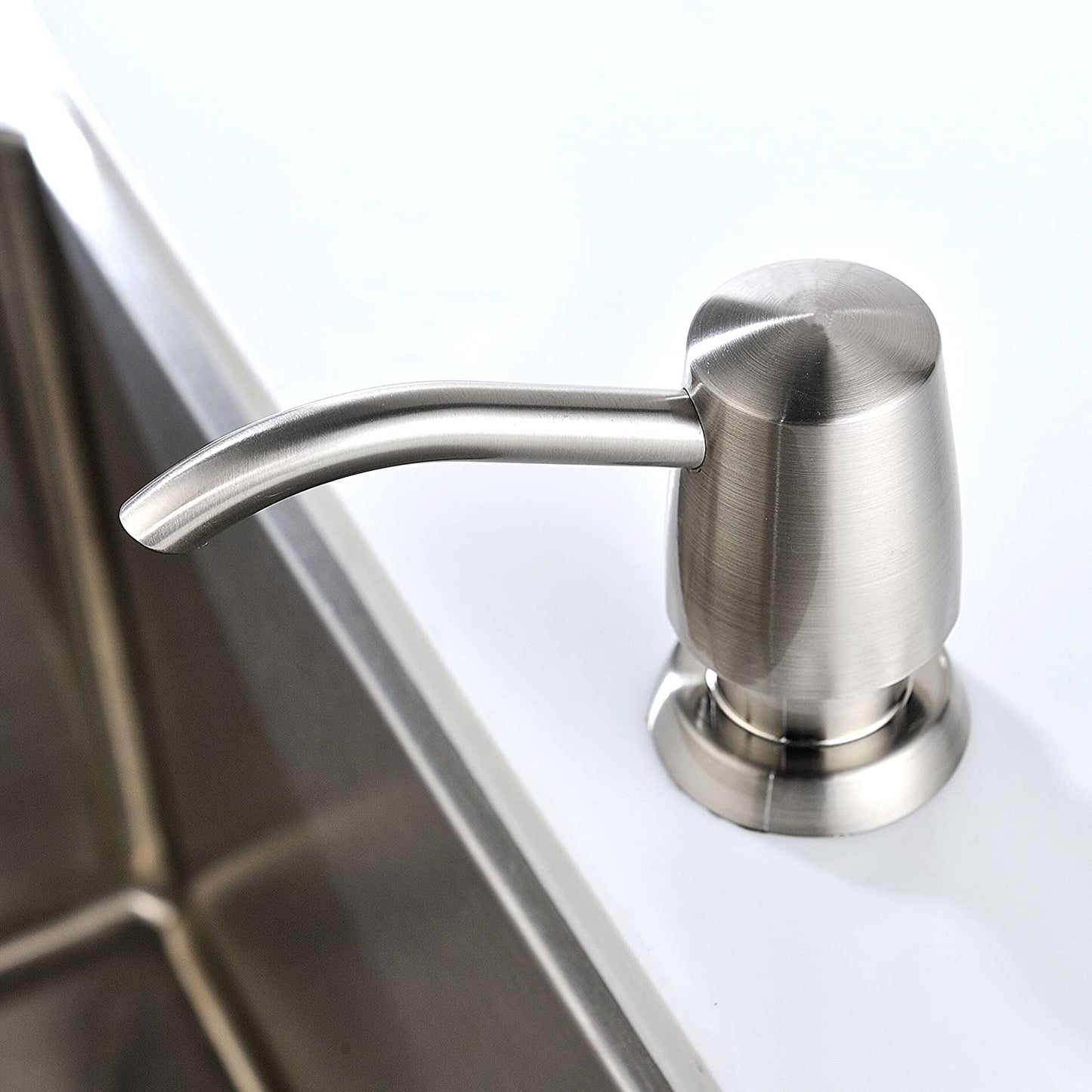 Soap Dispenser for Kitchen Sink,Brushed Nickel Built in Sink Soap Dispenser or in Counter Soap Dispenser Brushed,Plastic ABS Pump Head Kitchen Sink Soap Dispenser with 13 Ounce Large Bottle