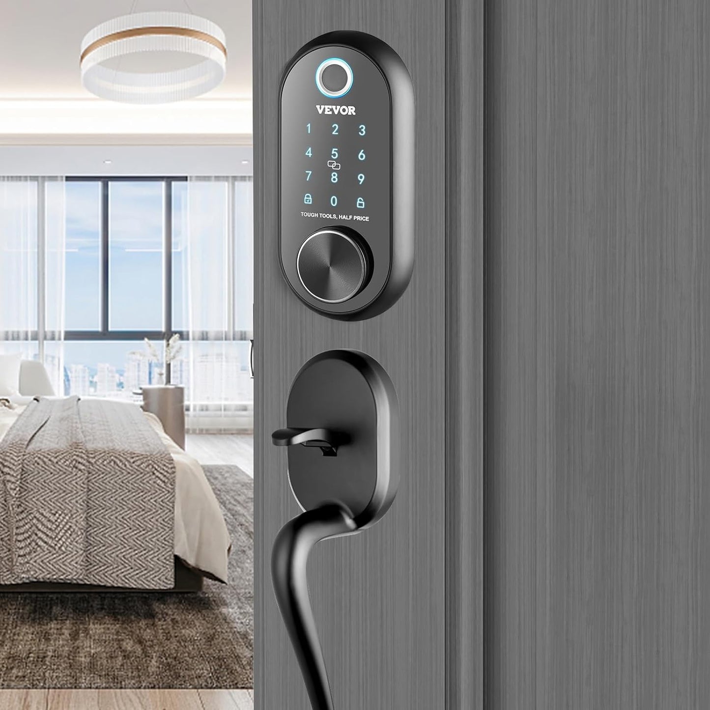 VEVOR Smart Lock, 5-In-1 Smart Door Knob, Fingerprint Deadbolt with App Control, Keyless Entry Door Lock with Independent Handle, Bluetooth Smart Lock, Biometric Door Lock, Keypad Digital Door Lock