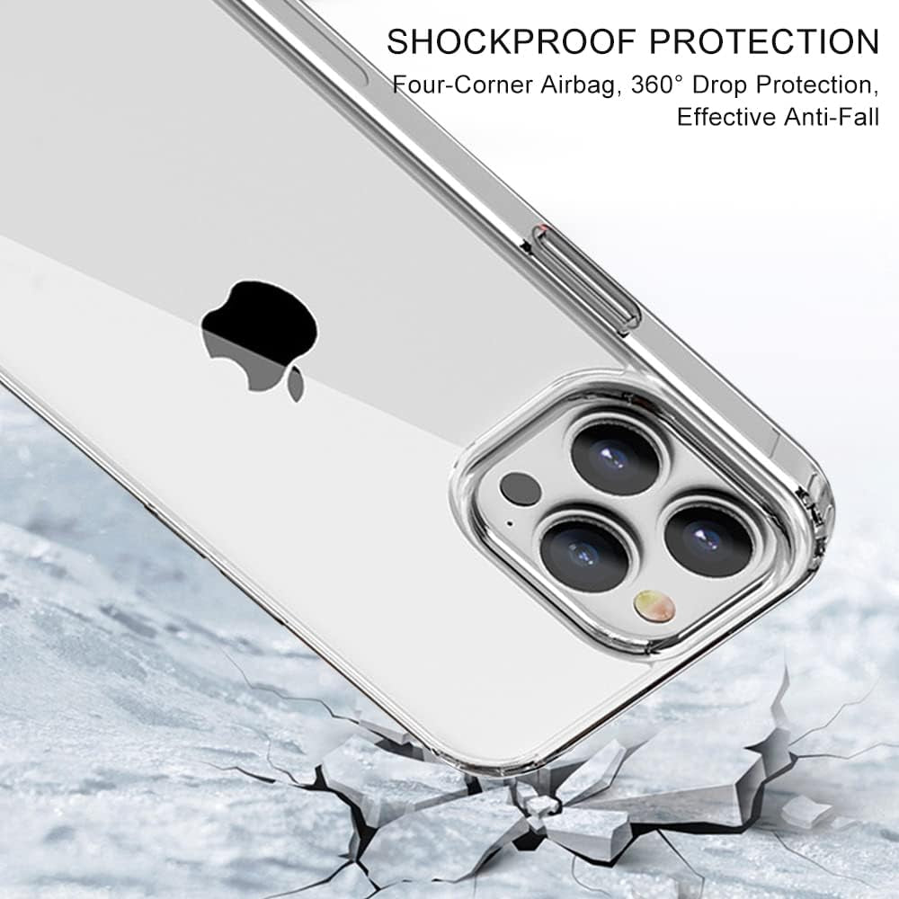 Shockproof Compatible with Iphone 13 Pro Case - Drop Protection Transparent Slim Fit Designed for Iphone 13 Pro Phone Case Anti-Scratch Clear Phone Cases 6.1 Inch (Clear)
