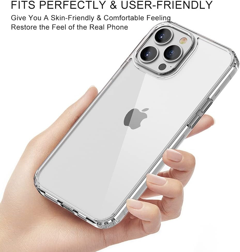 Shockproof Compatible with Iphone 13 Pro Case - Drop Protection Transparent Slim Fit Designed for Iphone 13 Pro Phone Case Anti-Scratch Clear Phone Cases 6.1 Inch (Clear)