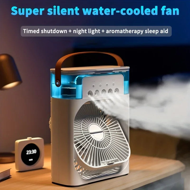 New Mini Portable Air Conditioner Fan Household Small Air Cooler Humidifier Hydrocooling Fans Portable Fans Adjustment 3 Speed